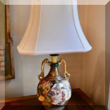 D11. Satsuma style porcelain lamp. 22”h 